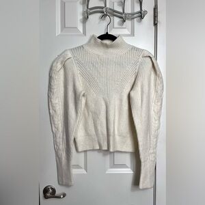 Express Cable Knit Puff Sleeve Open Back Sweater NWOT